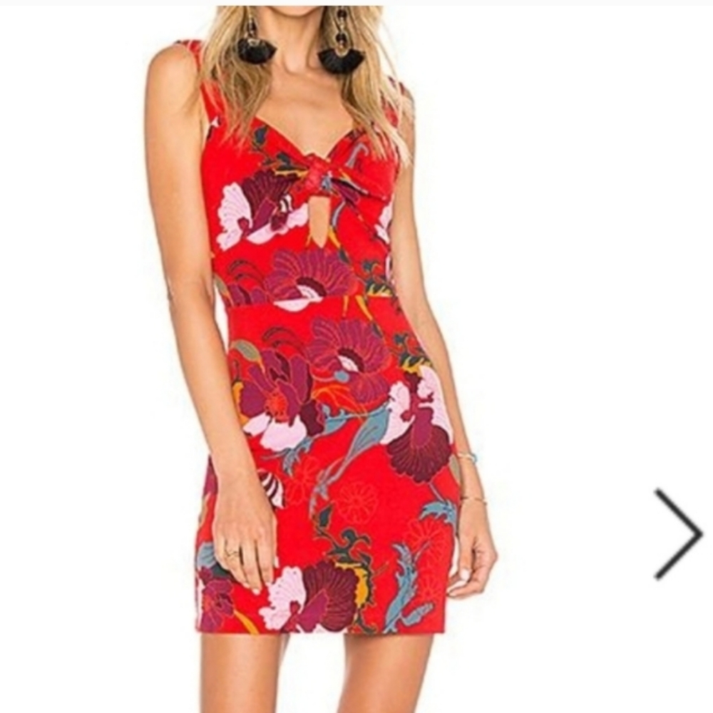 Free People Sweet Cherry Front Tie Mini Dress